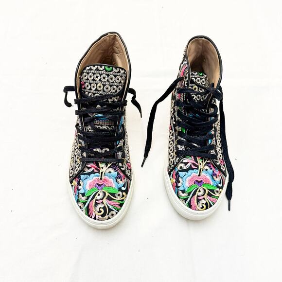 Le Mondeur The Gold Bird High Top Laced Paterned Sneaker Portugal Size 39 - Picture 1 of 8